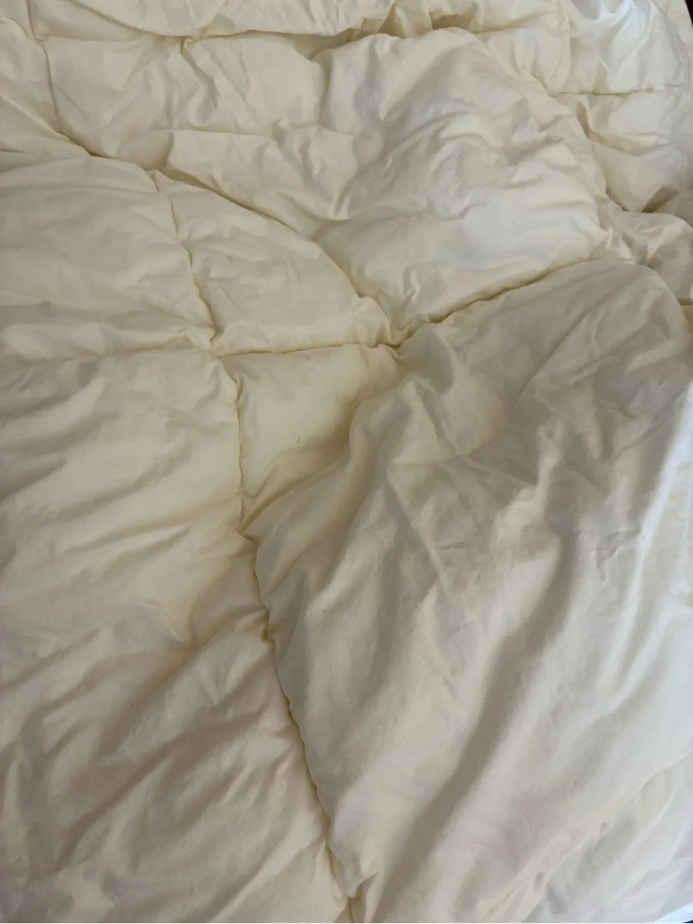 The Company Store XL Twin Light Gray Cotton Duvet Cover Ivory Comforter Std Sham
